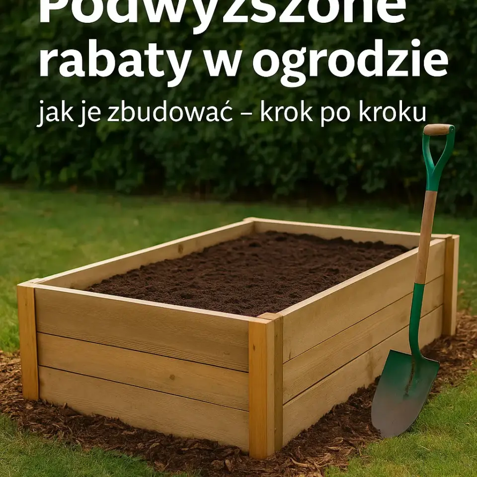 Podwyższone rabaty w ogrodzie wykonane z drewna, wypełnione warzywami i ziołami